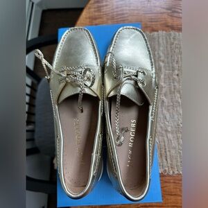 Brand New Jack Rogers Ocean Metallic Leather Boat Shoe- Size 8.5 M